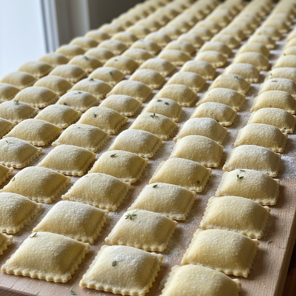 Sıralanmış ravioli kareleri