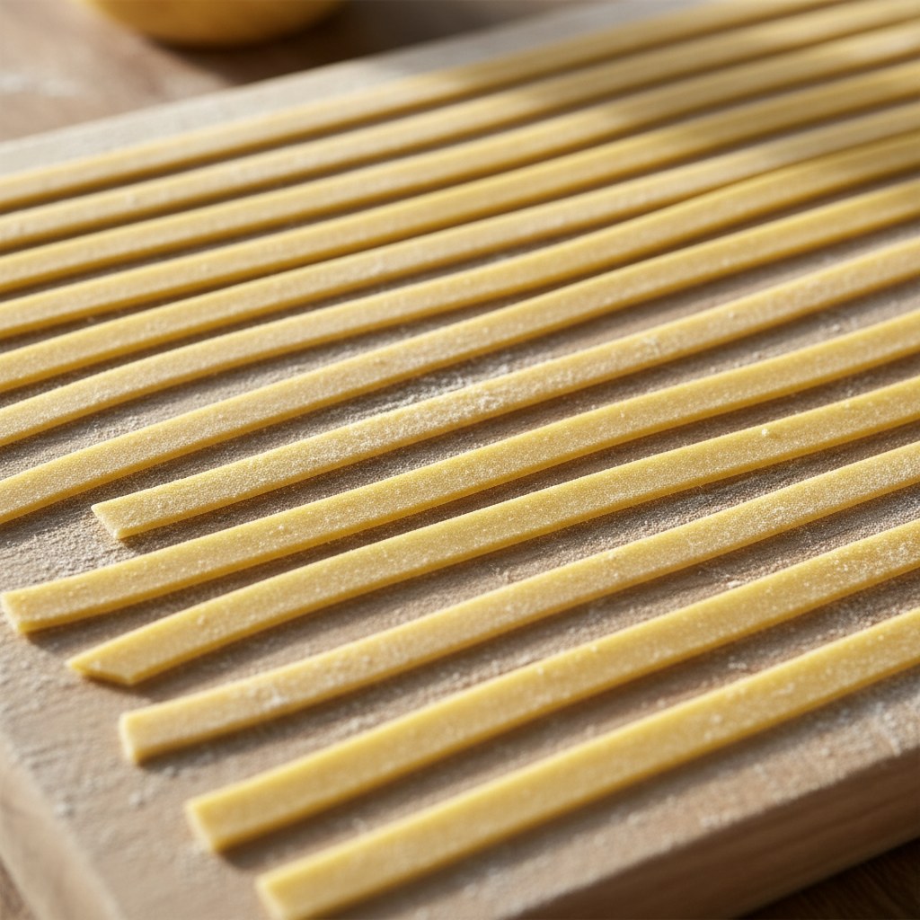 İnce şeritler hâlinde tagliatelle